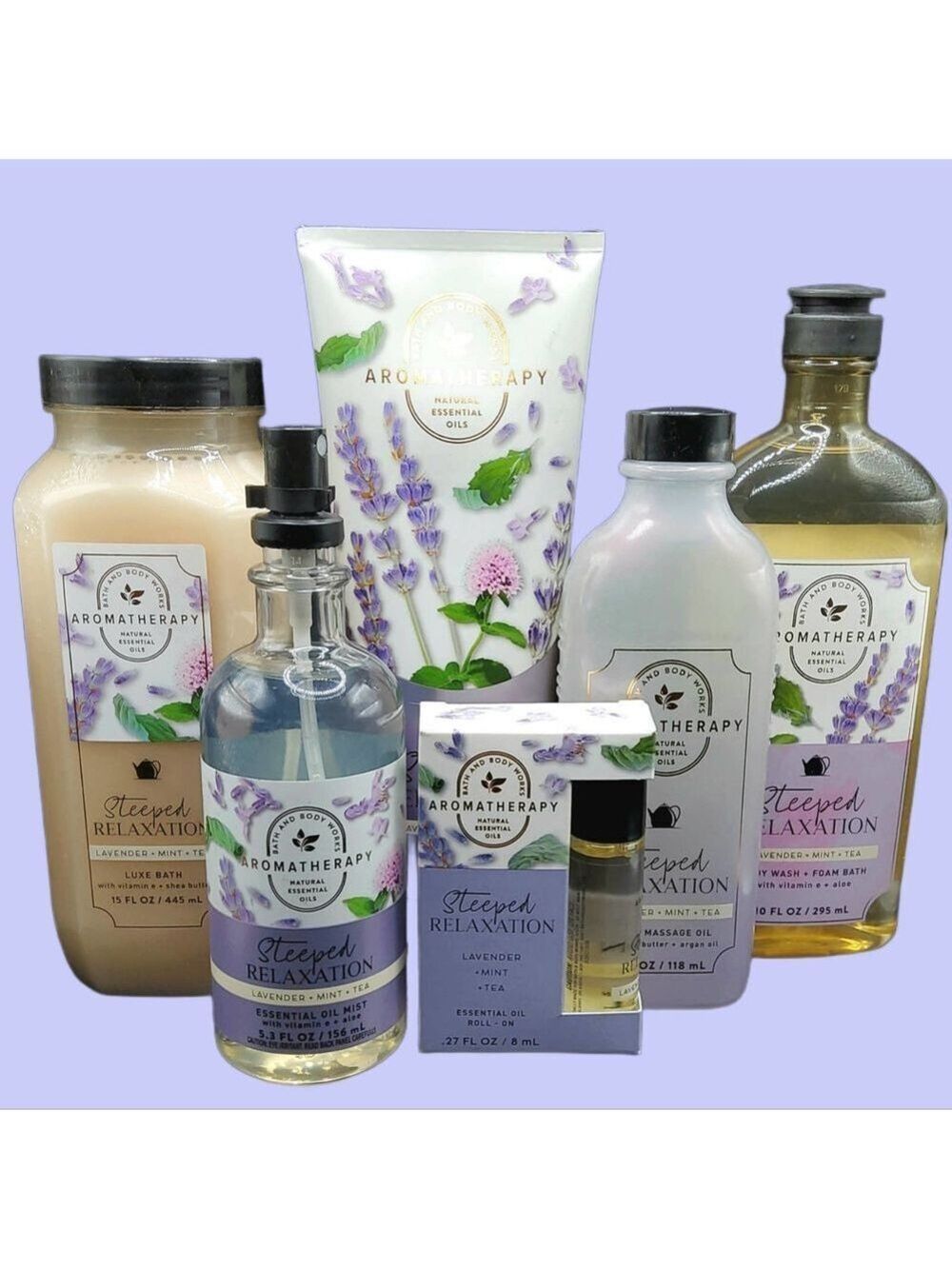 BATH AND BODY WORKS LAVENDER MINT TEA AROMATHERAPY BUNDLE